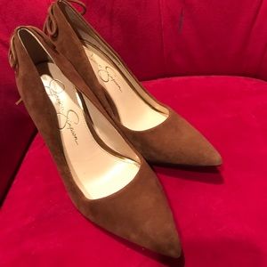 Jessica simpson tan suede heels lightly worn